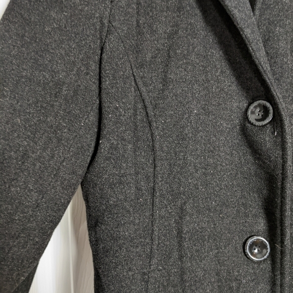 Vintage Wool Charcoal Grey Long Button Up Peacoat by Kristen Blake Size 4 - Picture 5 of 7